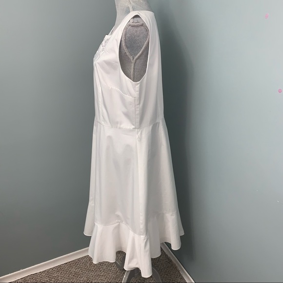 TALBOTS White 100% Cotton ruffle trim summer Dress size 14 NWT wedding guest - Picture 3 of 10